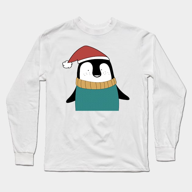 Cute handdrawn Penquin Long Sleeve T-Shirt by Novelty-art